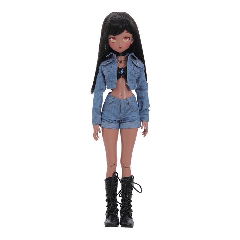BJD Doll 1/4 Asha Tank Skin New Release Active Line Girl E Bust Girl Doll Denim Jacket Shorts Girl Resin Toys Gift