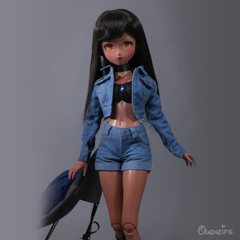 BJD Doll 1/4 Asha Tank Skin New Release Active Line Girl E Bust Girl Doll Denim Jacket Shorts Girl Resin Toys Gift