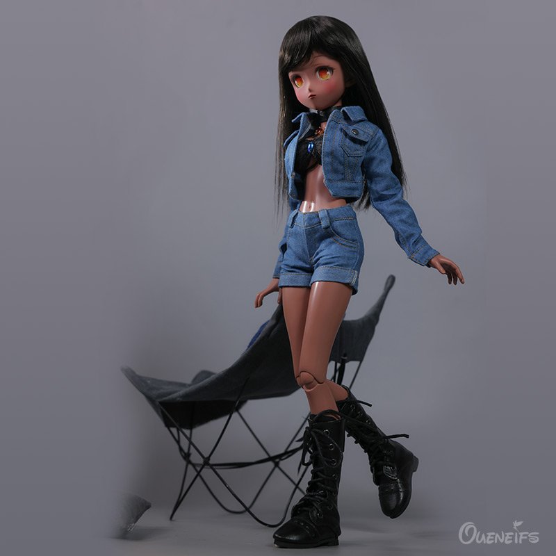 BJD Doll 1/4 Asha Tank Skin New Release Active Line Girl E Bust Girl Doll Denim Jacket Shorts Girl Resin Toys Gift