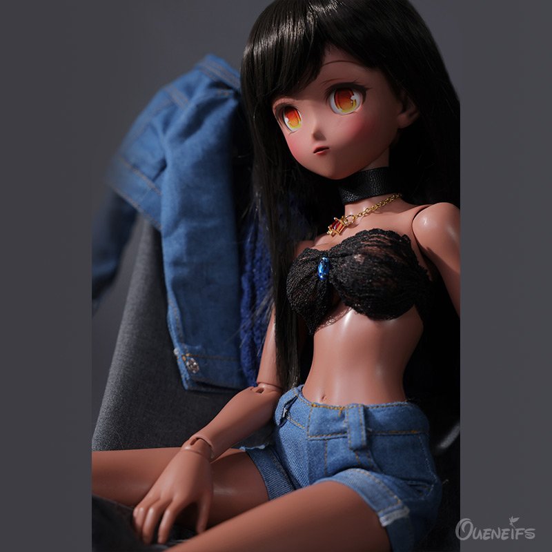 BJD Doll 1/4 Asha Tank Skin New Release Active Line Girl E Bust Girl Doll Denim Jacket Shorts Girl Resin Toys Gift