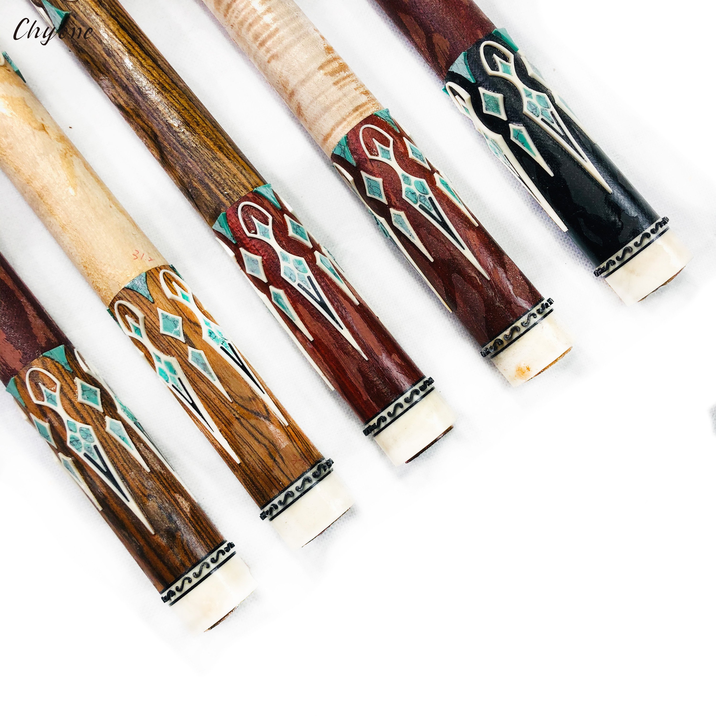 Semi-finished Billiard Cue Chyone Custom Turquoise Inlay Radial Joint Handmade Pool Cue 3cushion Carom Cue