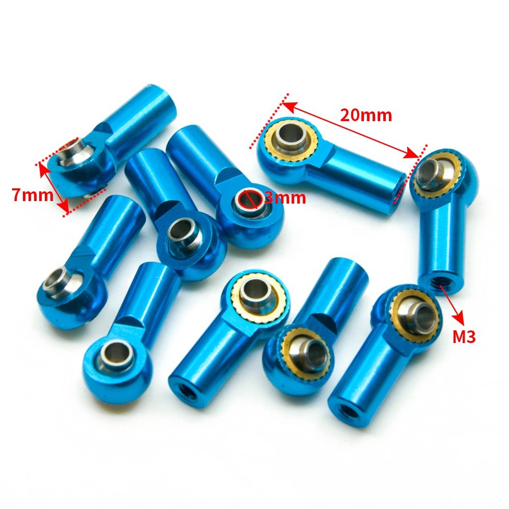 Set of 10 M3 Aluminum Ball Joints Tie Rod End Link for 1/10 Rock Crawler Cars-for SCX10 90046 D90 D110 CC01 Models
