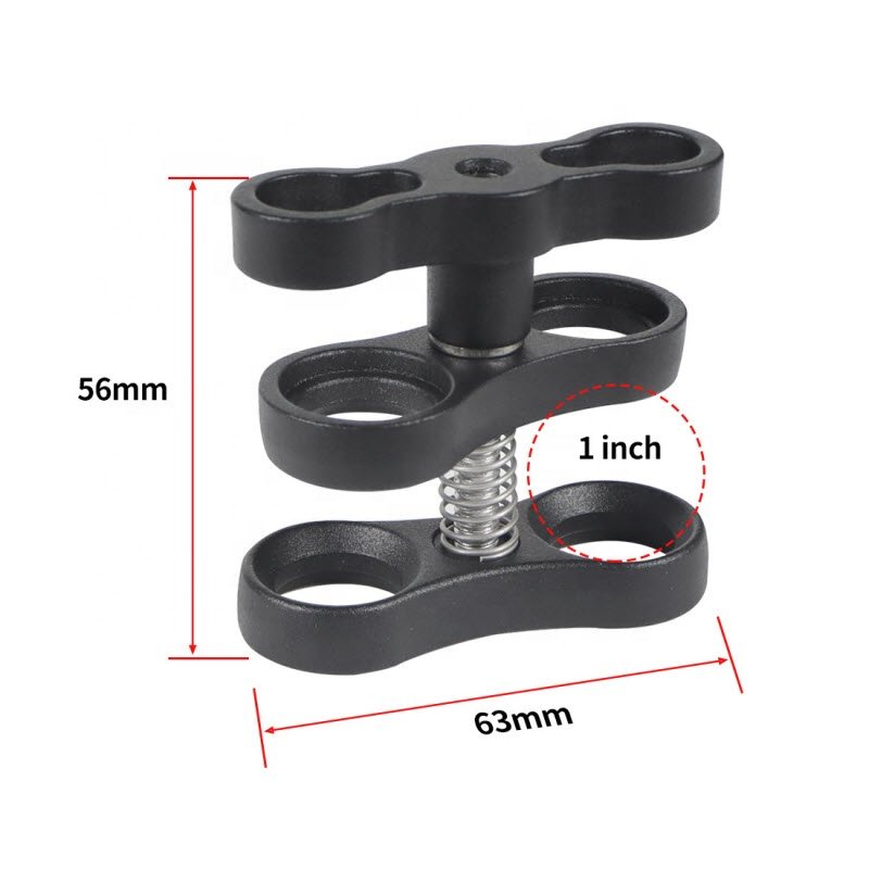 Takenoken Dual Connector Ball Joint Arm Clamp Mount Diving Butterfly Clip for Underwater Camera Torch Flashlight Aluminium