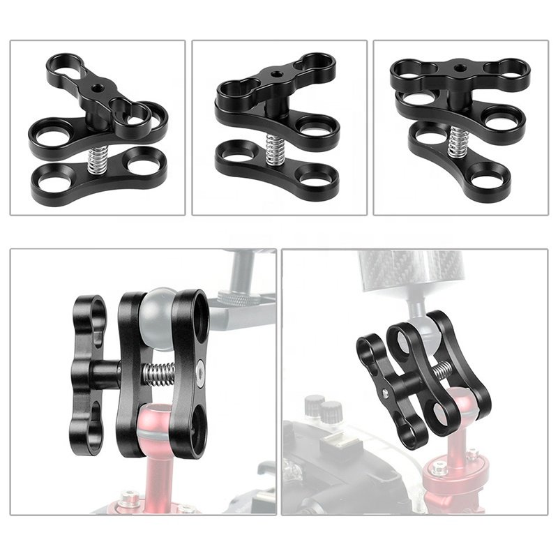 Takenoken Dual Connector Ball Joint Arm Clamp Mount Diving Butterfly Clip for Underwater Camera Torch Flashlight Aluminium