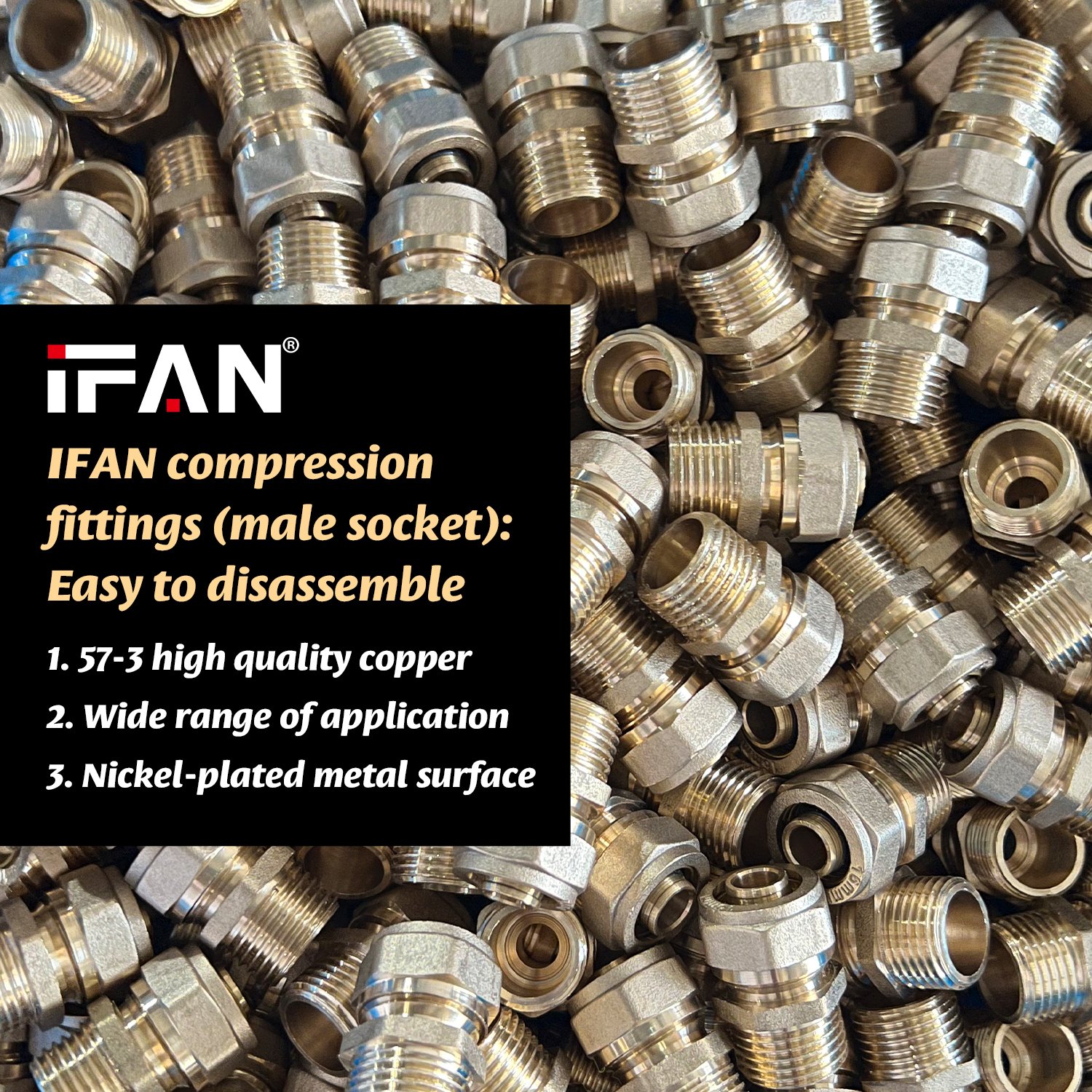 IFAN FACTORY ASTM F1974 PEX Al Pipe Connector Thread All Types 16MM-32MM Brass Compression Fittings