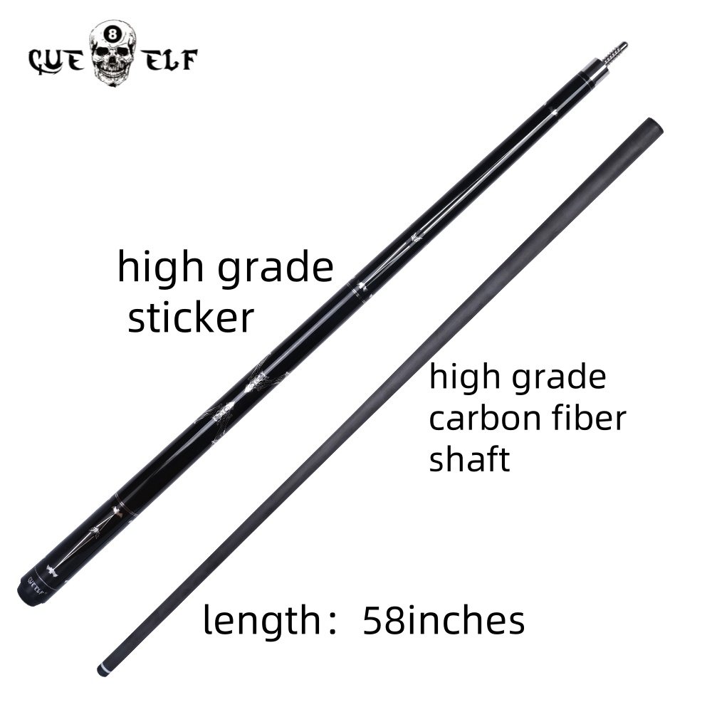 CUEELF Professional Billiard Cue High Grade Carbon Fiber Pool Cue 12.5mm Tip Size 58 Inches High Grade Sticker