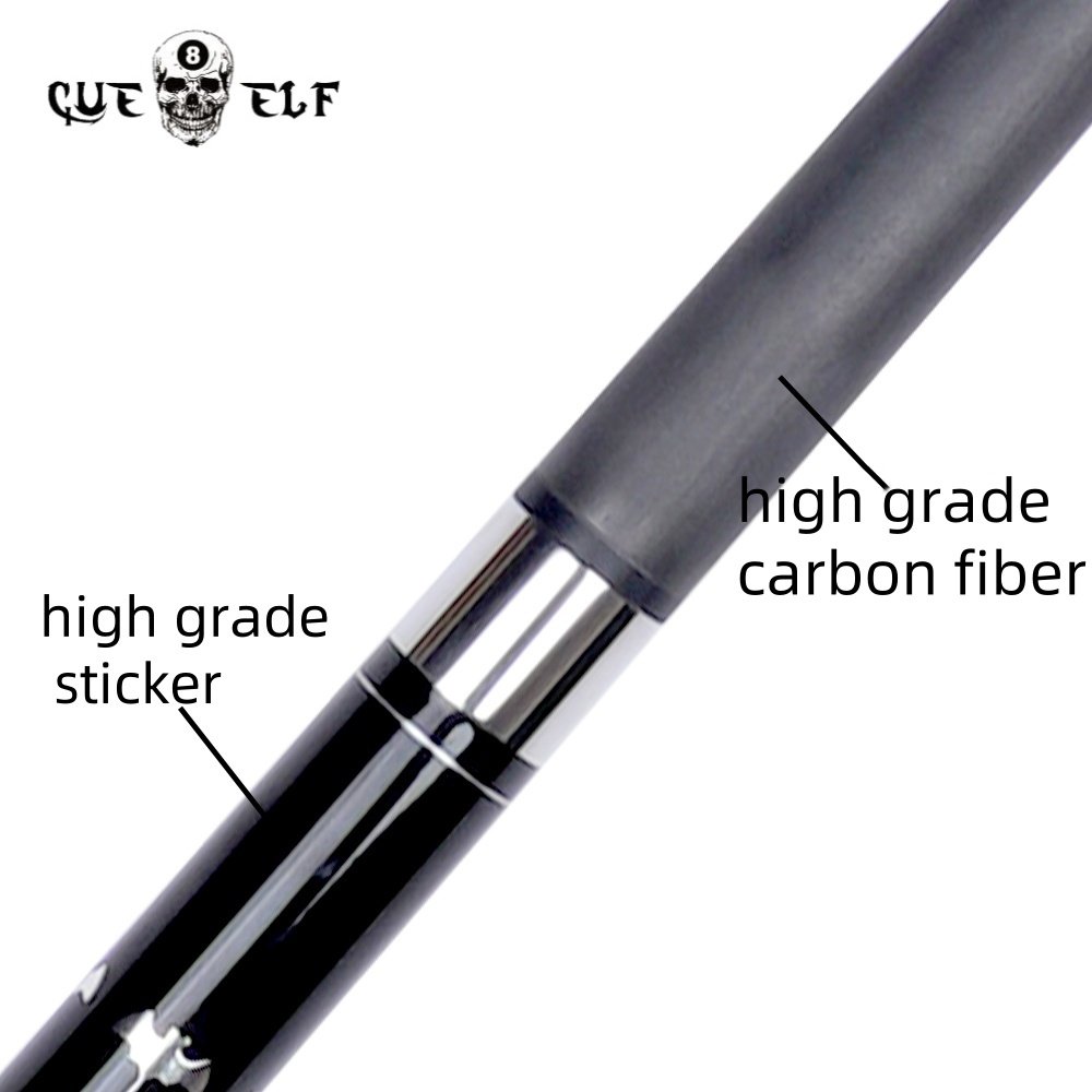 CUEELF Professional Billiard Cue High Grade Carbon Fiber Pool Cue 12.5mm Tip Size 58 Inches High Grade Sticker
