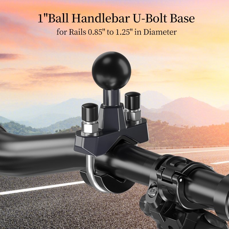 1 Inch 25.4mm 1'' Ball Base U-Blot Handlebar Clamp Mount Double Ball Joint Adapter for RAM Mounts B Size Double Socket Arm