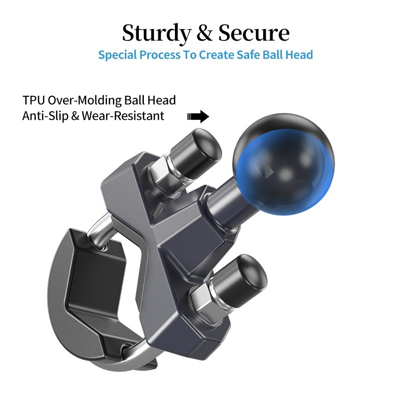 1 Inch 25.4mm 1'' Ball Base U-Blot Handlebar Clamp Mount Double Ball Joint Adapter for RAM Mounts B Size Double Socket Arm