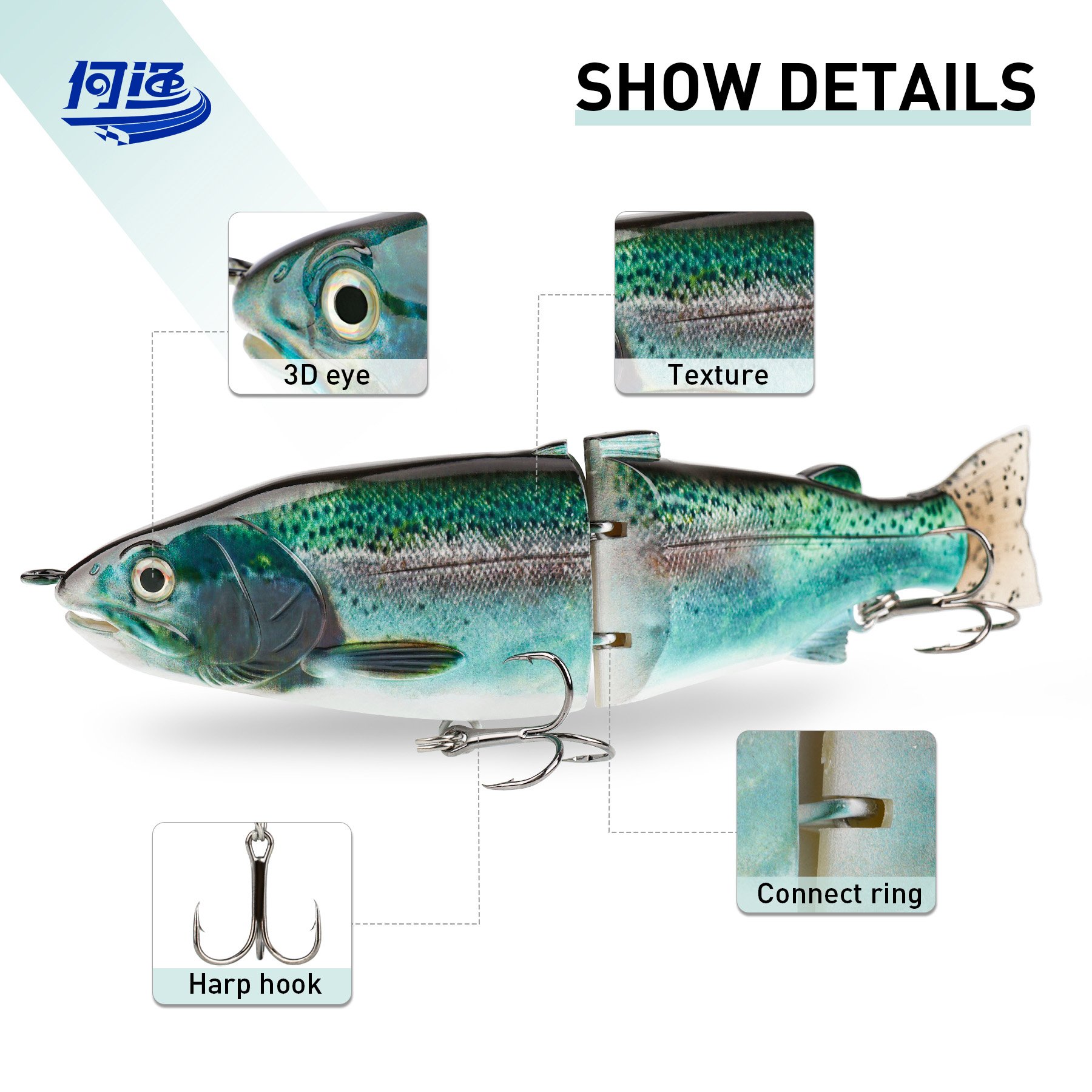 Multi Jointed Swimbait Fishing Lure 3D Fishing Lure Eyes Bass Pike Trout Hard Plastic Body Artificial Bionic Fishing Lure