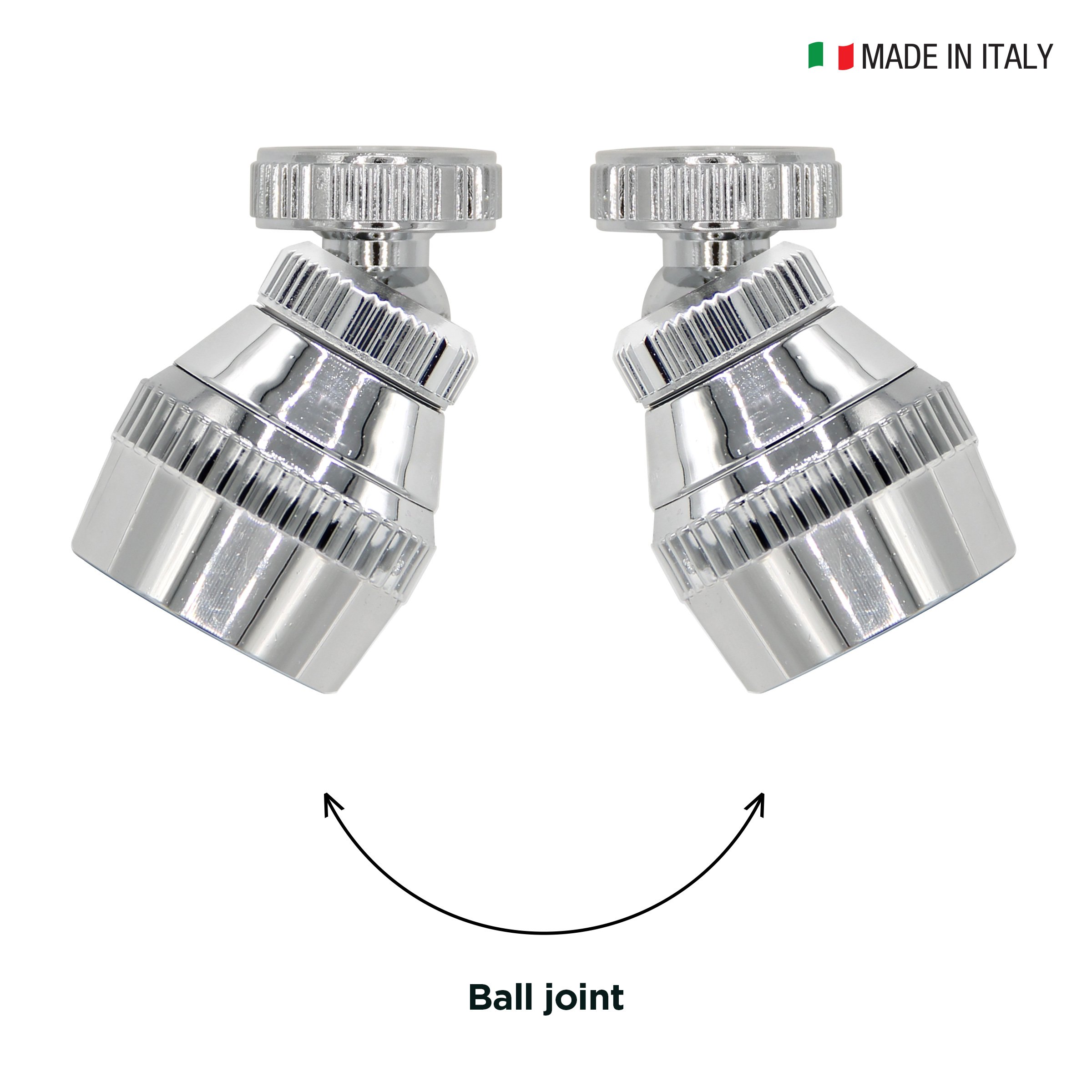 Swivel Total Chromed Tap Sprayer Function Shower Foam Made in Italy IDROGAS 7cm Ball Joint Adapter Private Label