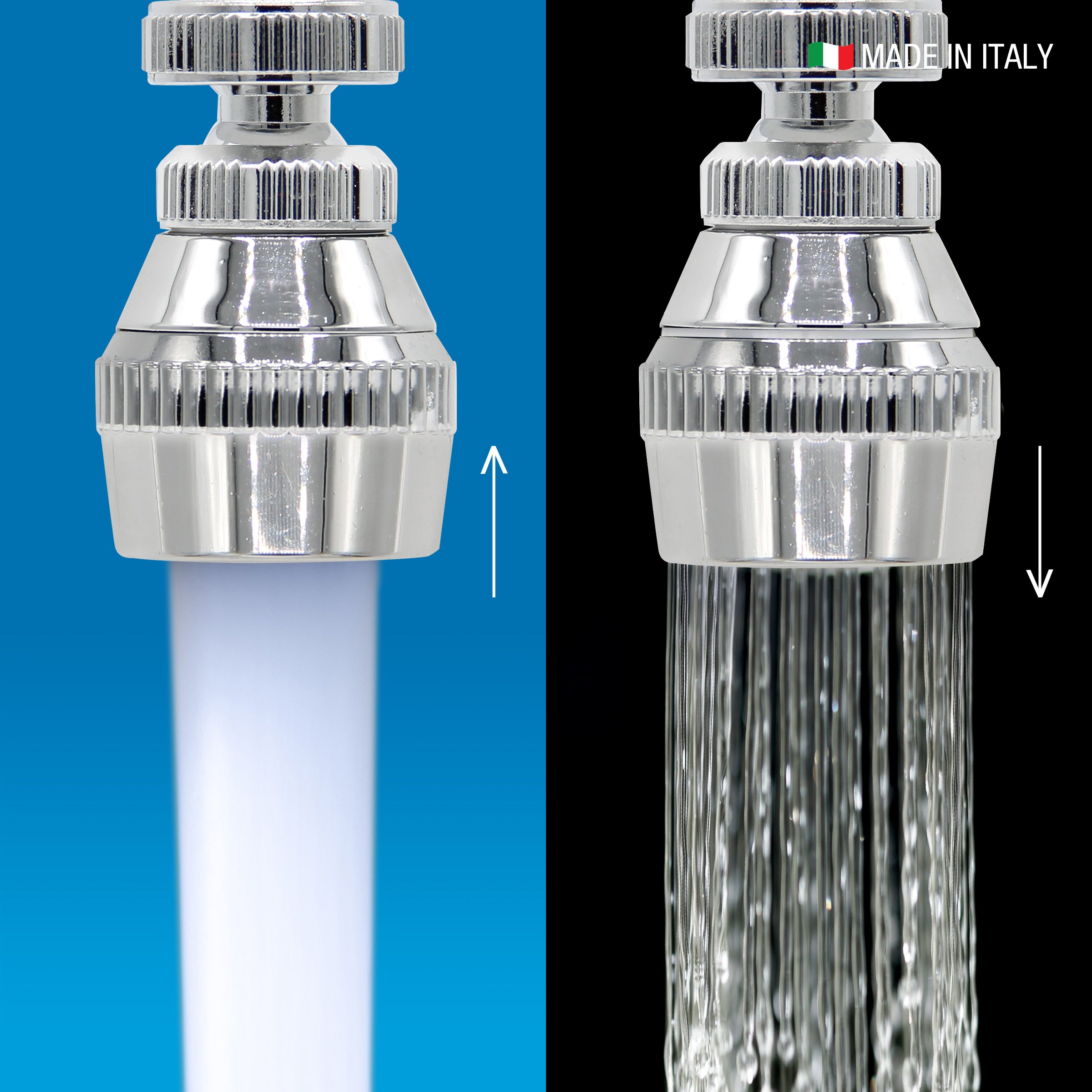 Swivel Total Chromed Tap Sprayer Function Shower Foam Made in Italy IDROGAS 7cm Ball Joint Adapter Private Label