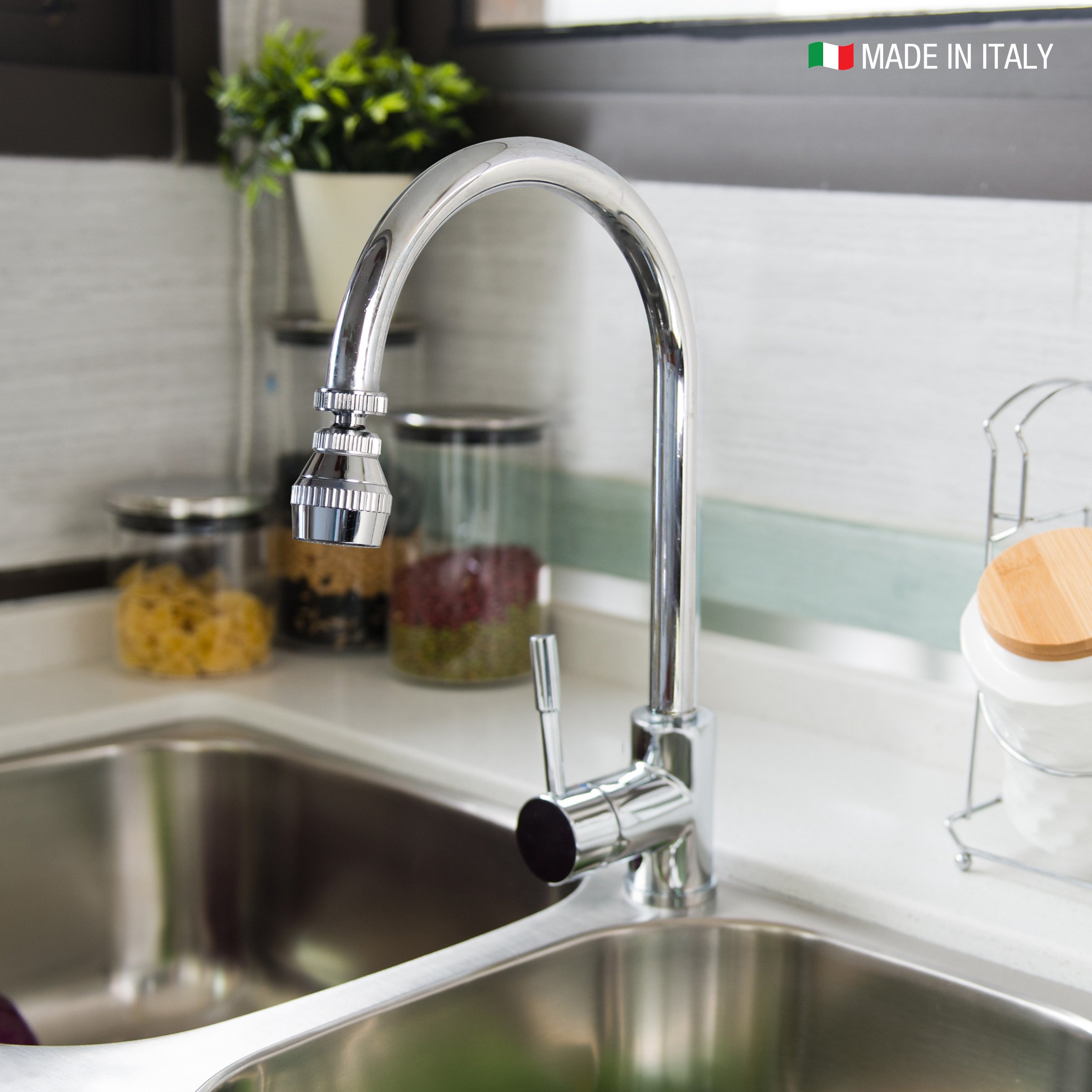 Swivel Total Chromed Tap Sprayer Function Shower Foam Made in Italy IDROGAS 7cm Ball Joint Adapter Private Label