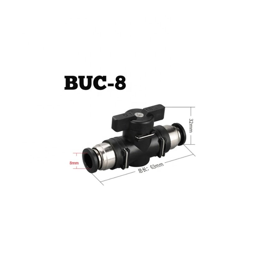 BUC 8mm Pneumatic Push in Quick Joint Connector Hand Valve to Turn Switch Manual Ball Current-limiting