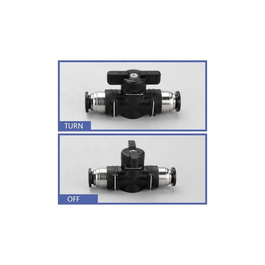 BUC 8mm Pneumatic Push in Quick Joint Connector Hand Valve to Turn Switch Manual Ball Current-limiting