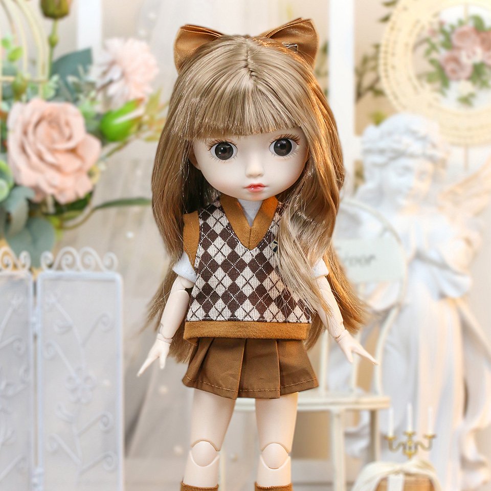 Bjd Dolls 33cm Clothes Full Set 1/6 Kawaii Baby Reborn Dolls Toys for Girls 23 Ball Jointed Doll Dress up DIY Kids Toys