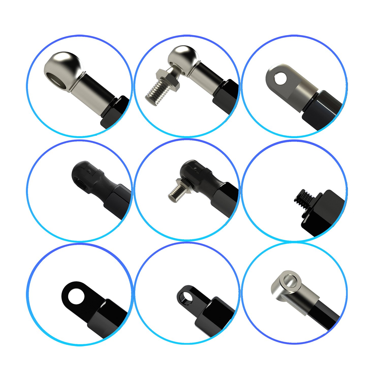 LS14BJ-200-535-F1 535 mm Lift Type Gas Strut Lift Assisting Gas Shock for Ute Camping Canopy Car 200 mm Stroke ISO Certified