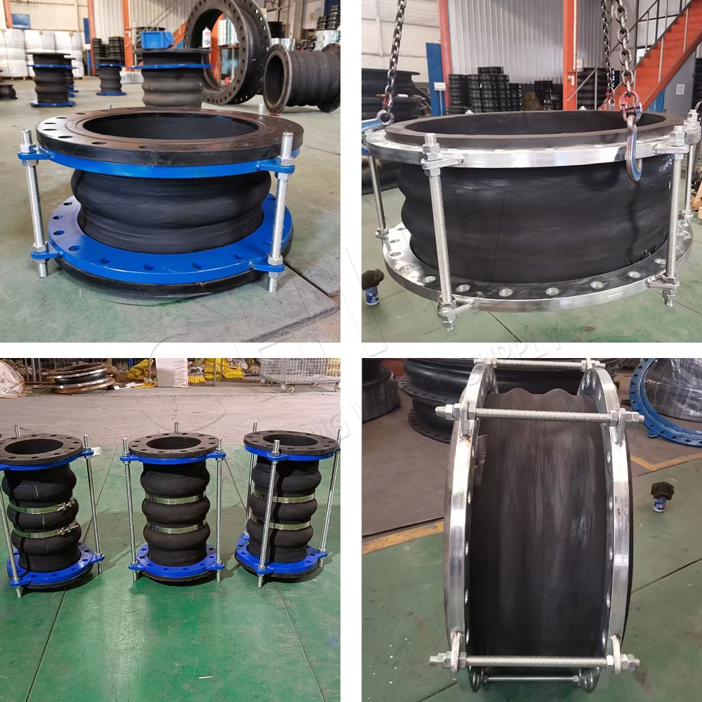 Galvanized Carbon Steel EPDM Connector Double Ball Bellows Flanged Rubber Expansion Joint