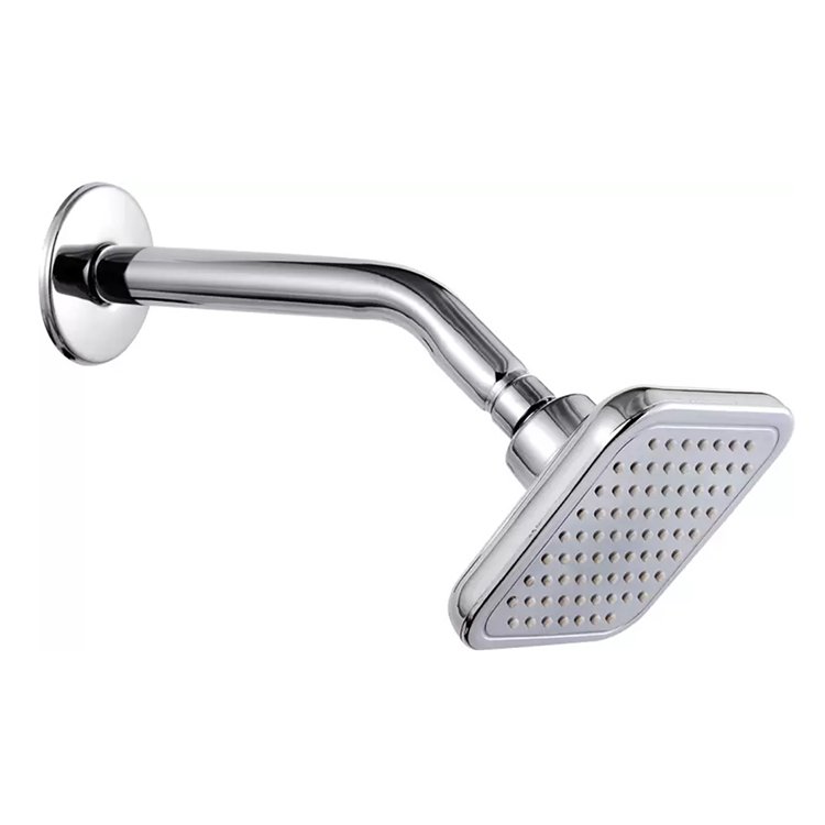 Waterfall Swivel Ball Joint Plastic Chromed Top Overhead Shower Head With Wall Mounted Arm Shower Head