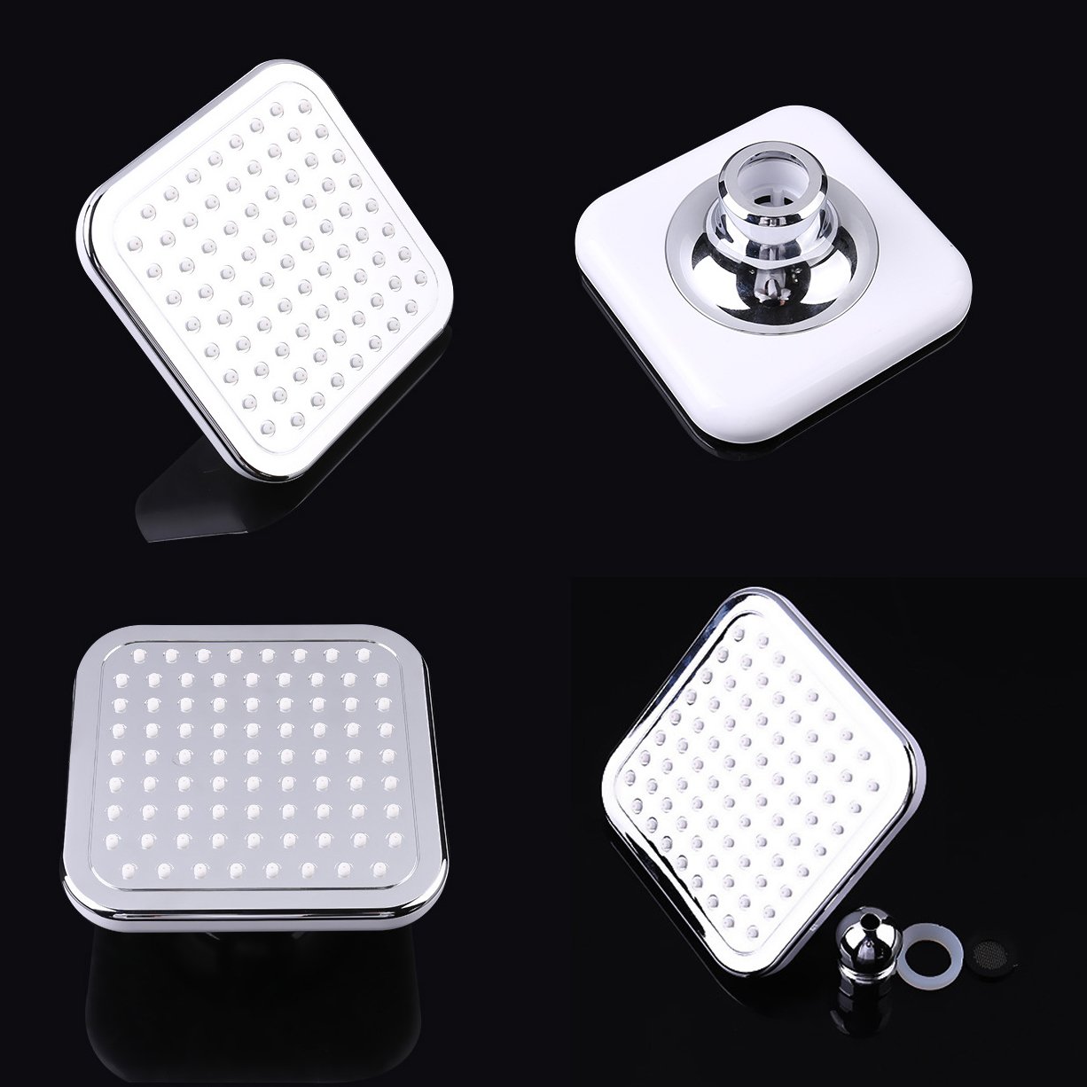 Waterfall Swivel Ball Joint Plastic Chromed Top Overhead Shower Head With Wall Mounted Arm Shower Head