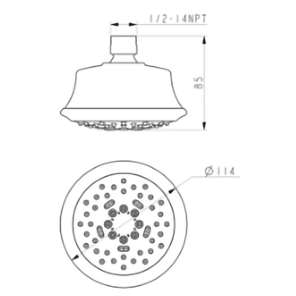 5-Settings 4.49 In. Wall Mount Fixed Shower Head Brass Ball Joint ABS Housing 1.8GPM @60PSI For Bathroom Shower System