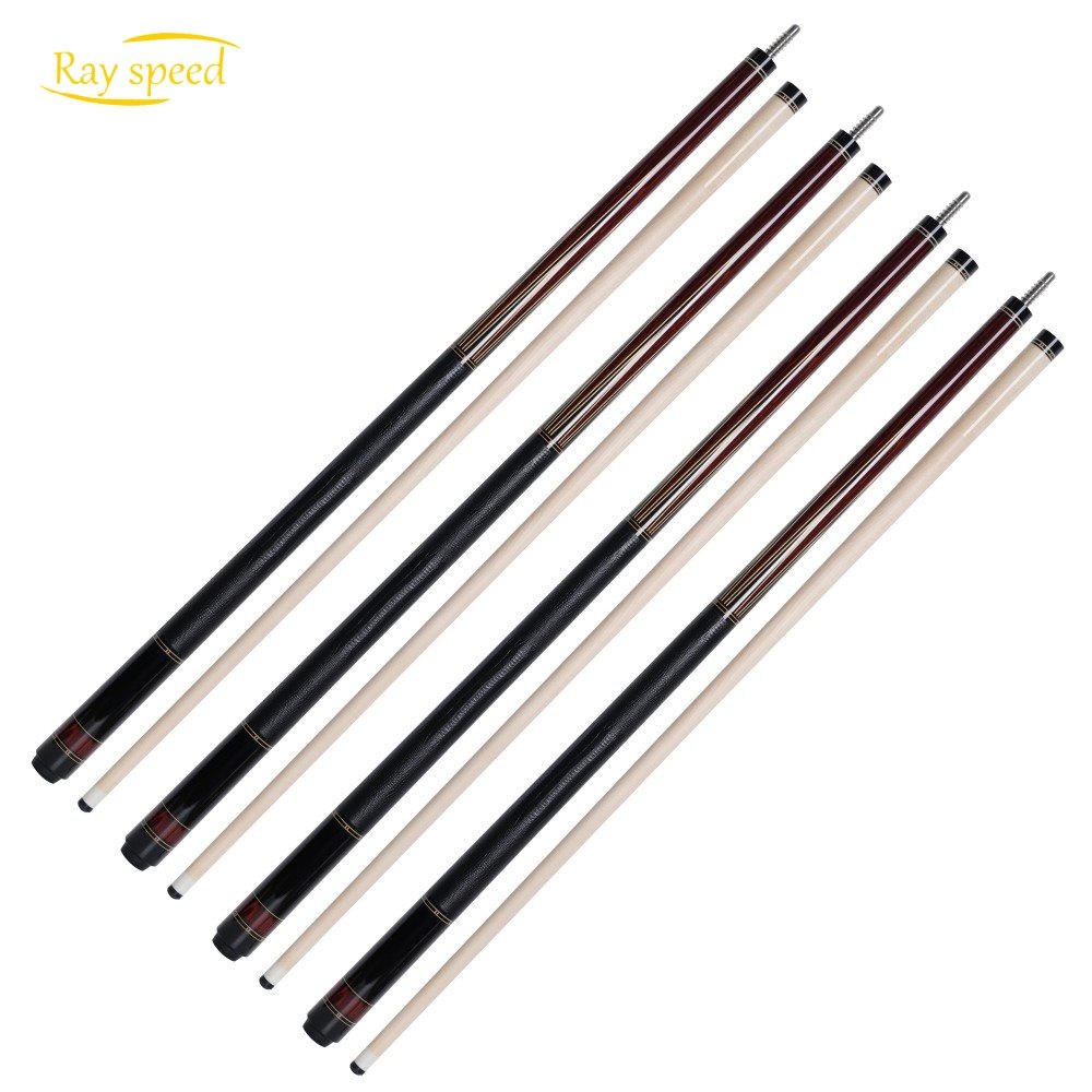 Rayspeed Pool Cue 6 Pieces Inlay Wood Curly+Ebony Billiard Pool Cue Hard Maple Shaft 12.5mm Tip Size Radial Joint Cocobolo