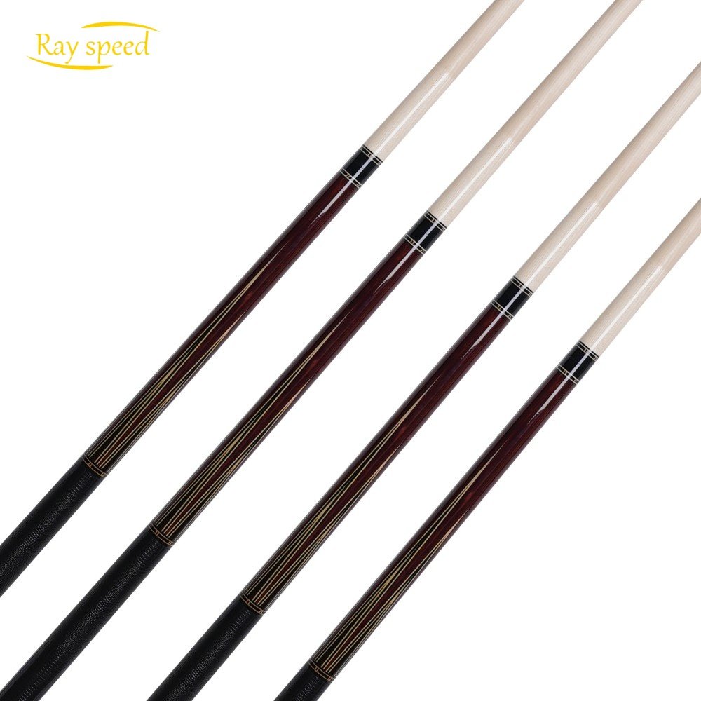 Rayspeed Pool Cue 6 Pieces Inlay Wood Curly+Ebony Billiard Pool Cue Hard Maple Shaft 12.5mm Tip Size Radial Joint Cocobolo