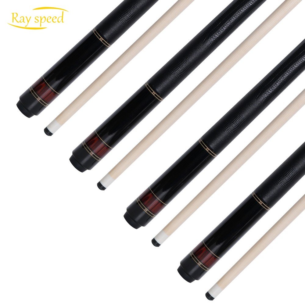 Rayspeed Pool Cue 6 Pieces Inlay Wood Curly+Ebony Billiard Pool Cue Hard Maple Shaft 12.5mm Tip Size Radial Joint Cocobolo