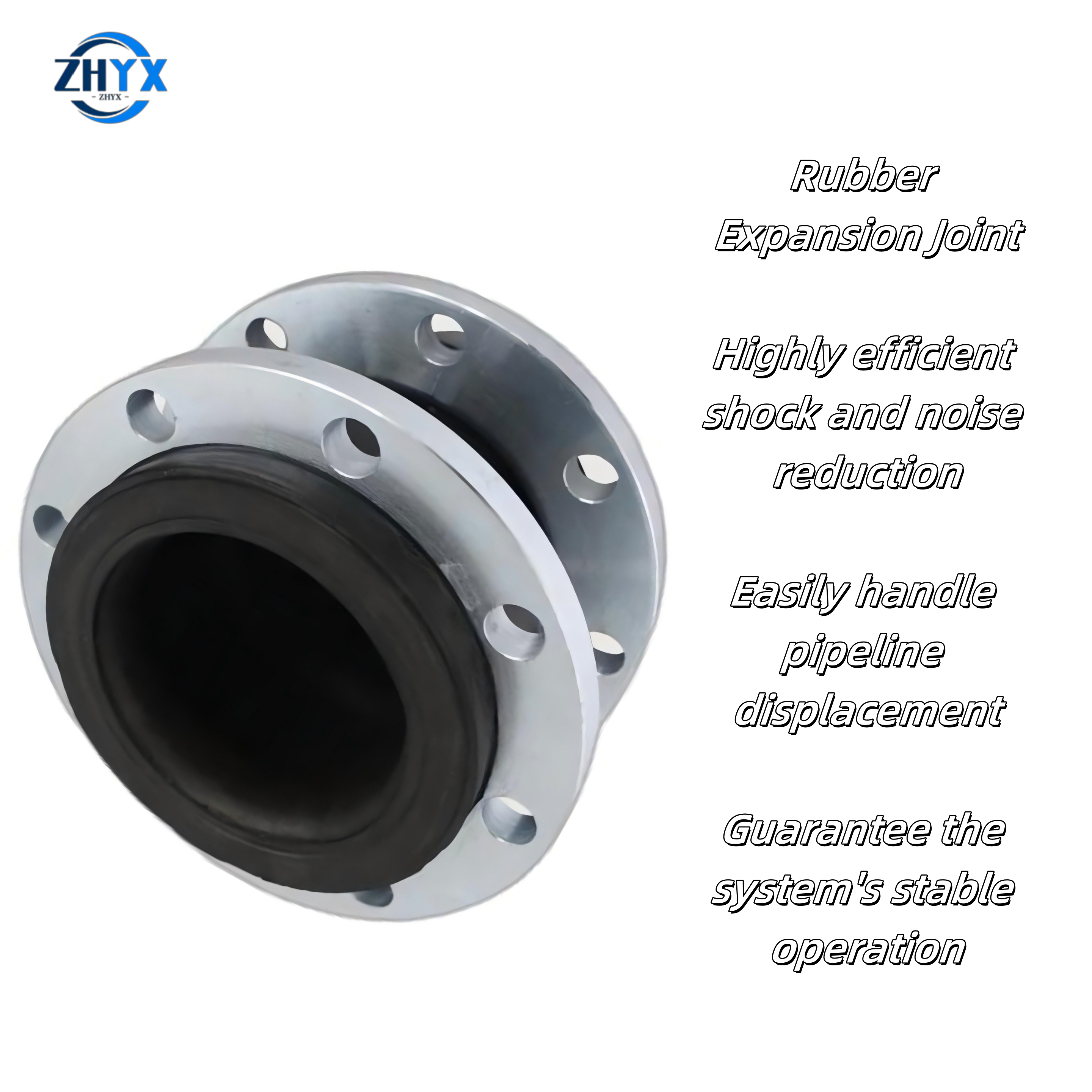 DN250 150LB Forging Iron Flexible Rubber Joint SS304 Flange Soft Single Sphere Rubber Expansion Joints for Water Pump and Valve