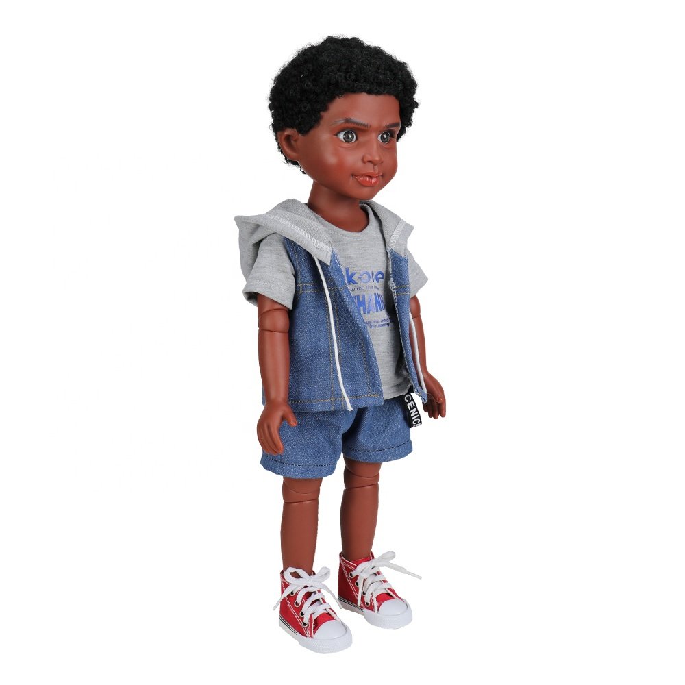 2021 New Products 3D Ball Jointed Black Boy Doll Movable Body for Kids Playing 18 Inch Back Doll