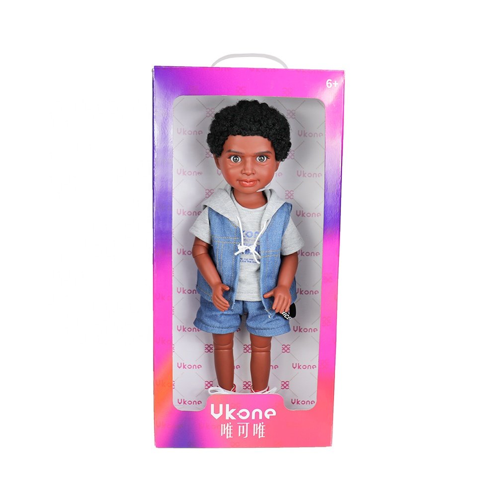 2021 New Products 3D Ball Jointed Black Boy Doll Movable Body for Kids Playing 18 Inch Back Doll