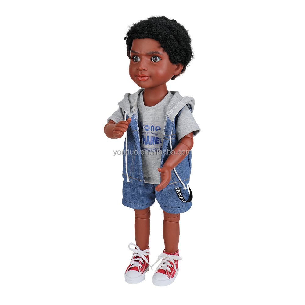 2021 New Products 3D Ball Jointed Black Boy Doll Movable Body for Kids Playing 18 Inch Back Doll