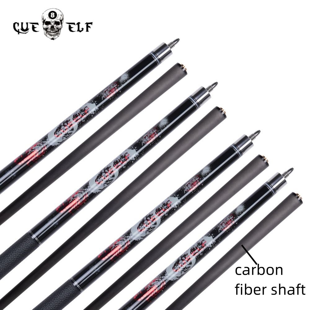 CUEELF Billiard Pool Cue 12.5mm Tip Size Real Leather Warp Carbon Fiber Shaft Attach Cue Extention