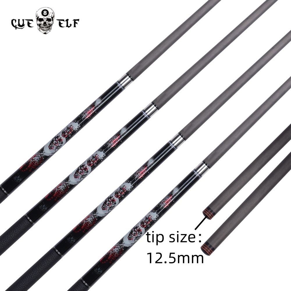 CUEELF Billiard Pool Cue 12.5mm Tip Size Real Leather Warp Carbon Fiber Shaft Attach Cue Extention