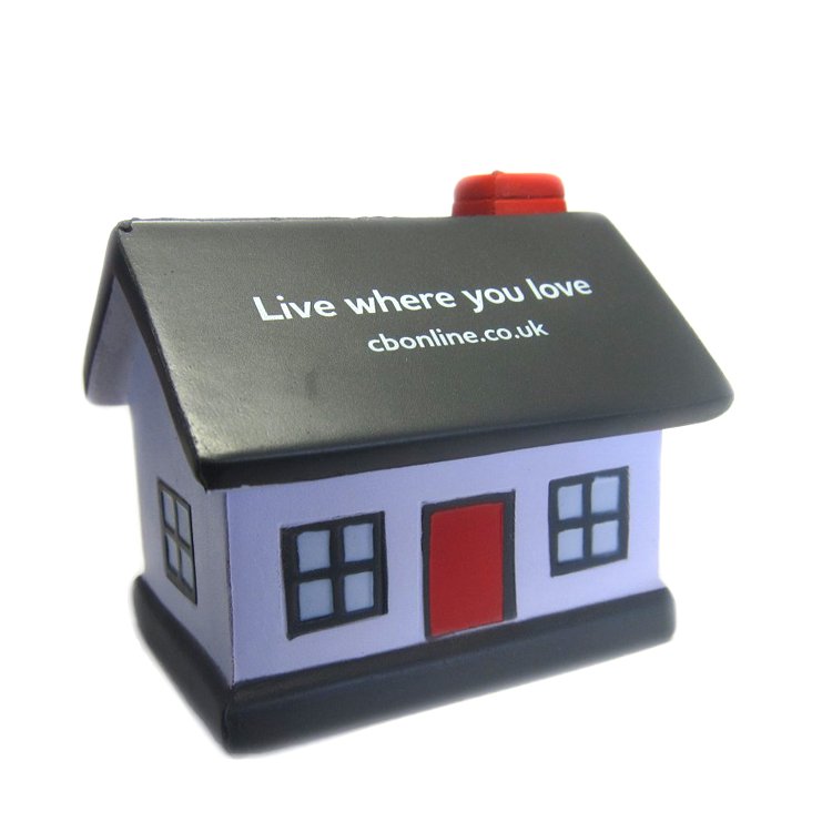 Hot Sale Promotional Anti-Stress PU Foam House Shape Stress Ball With LOGO
