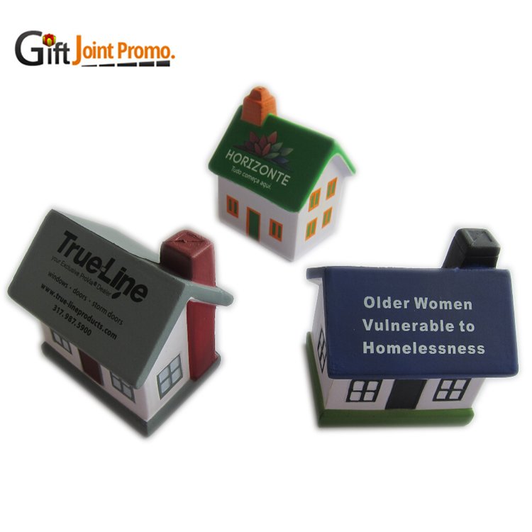 Hot Sale Promotional Anti-Stress PU Foam House Shape Stress Ball With LOGO