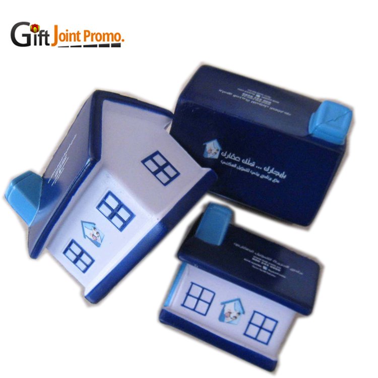 Hot Sale Promotional Anti-Stress PU Foam House Shape Stress Ball With LOGO