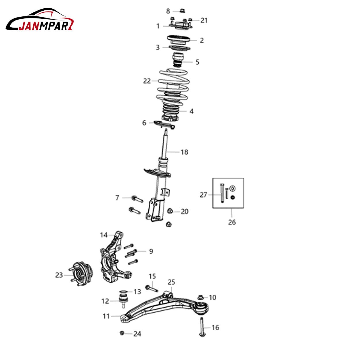 Front Lower Ball Joint for Chrysler Sebring Dodge Journey 2014-2016 5090033AB