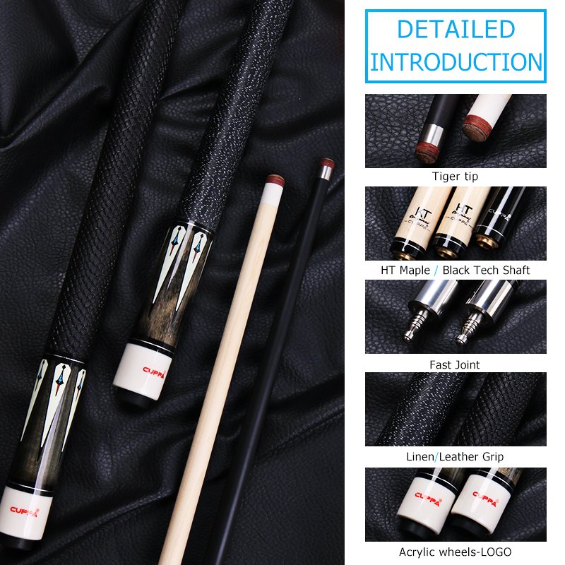 CUPPA Professional Billiard Cue Pool Cue Stick Nine Ball Arm Leather&line Grip Maple Shaft 1/2 Split Cue Tip 10.5 11.75 12.75mm