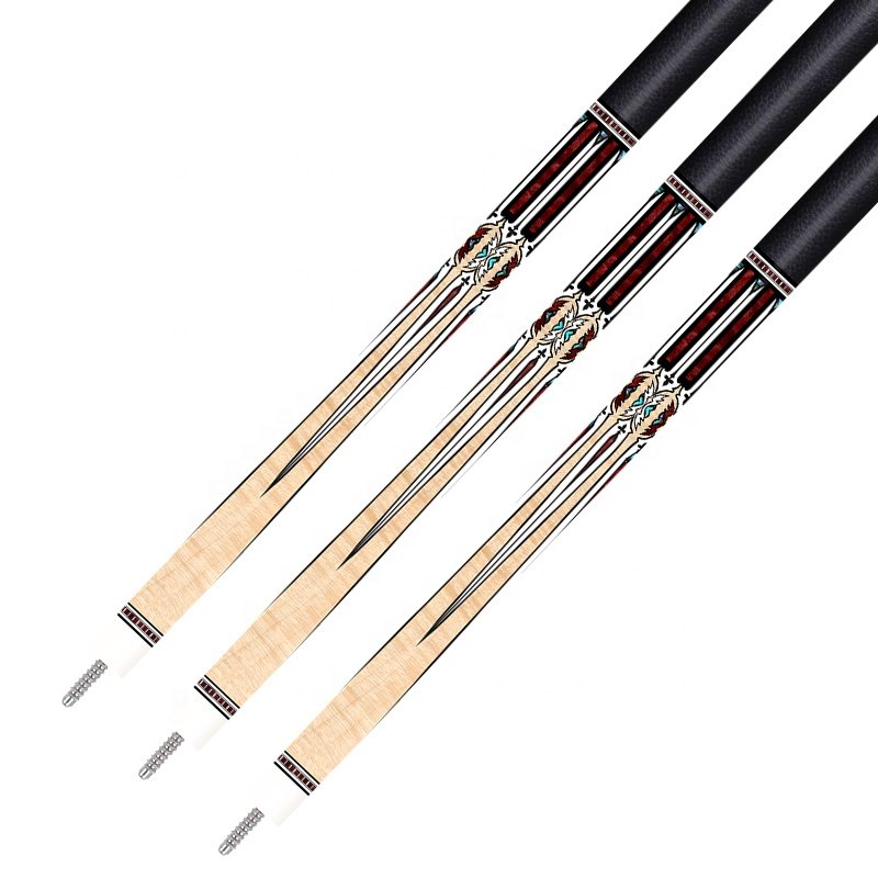 TQG-LC-083 Billiard Stick 1/2 Split 12..5mm Maple Multiple Designs Steel Joint and Marking Label Butt Carbon Fiber Pool Cue