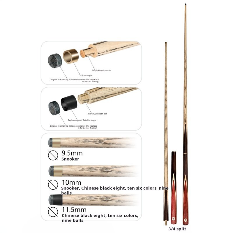9.5/10/11.5mm Small Head Billiard Nine-Ball Chinese Black Eight Ball Cue North America Ash Wood Snooker Pool Cue