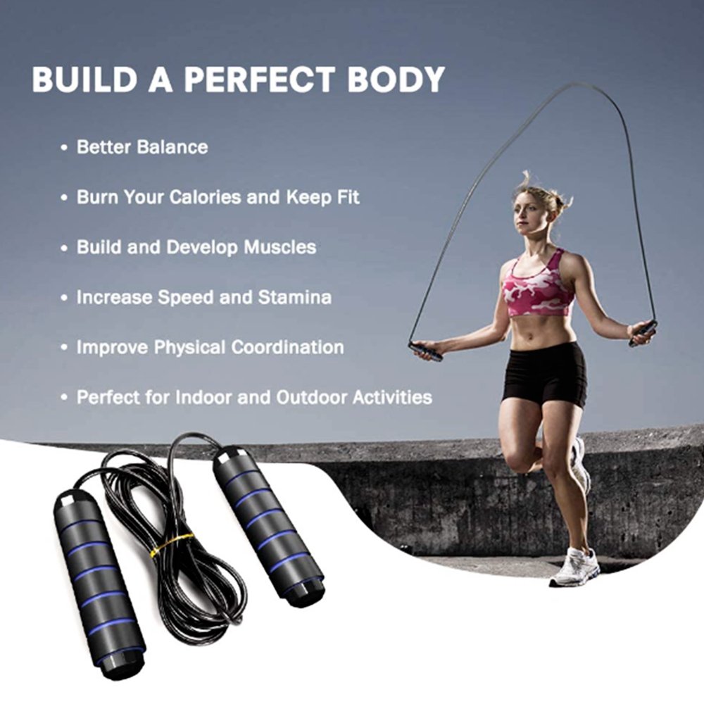 Wholesale Free Memory Foam Handles Weighted Skipping Rope, Ball Bearings Adjustable Length Speed Jump Rope.