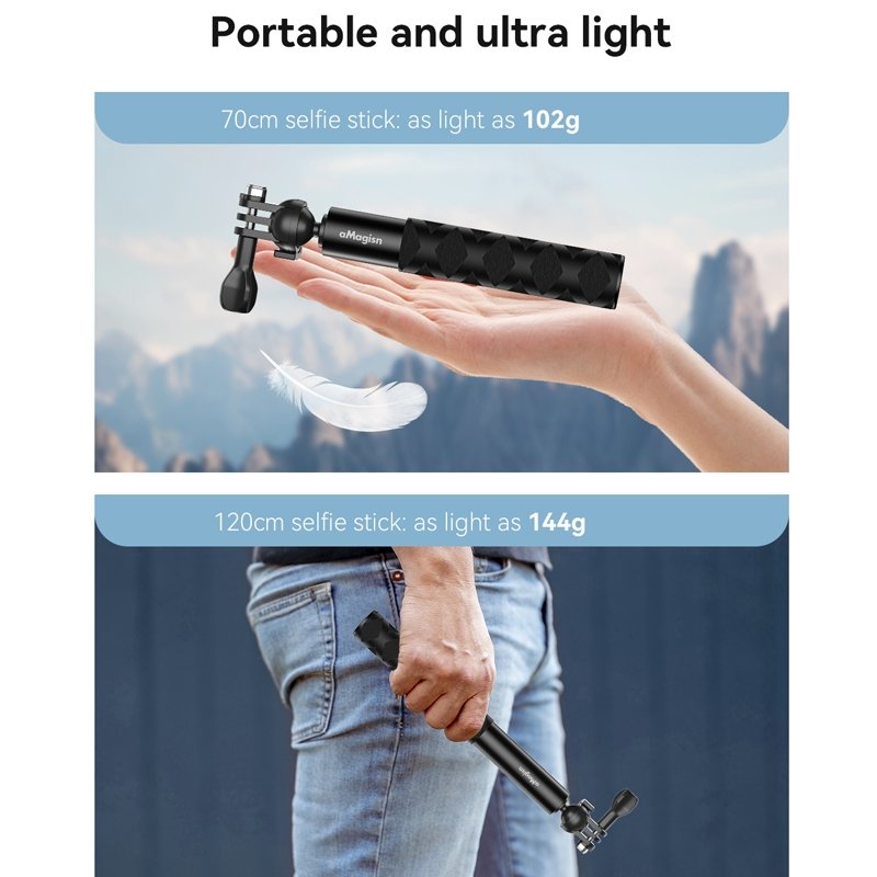 Factory Wholesale 120cm Camera Selfie Stick with 1/4 Inch Ball Joint Adapter Base Screw Monopod Set for Insta360 Sport Camera