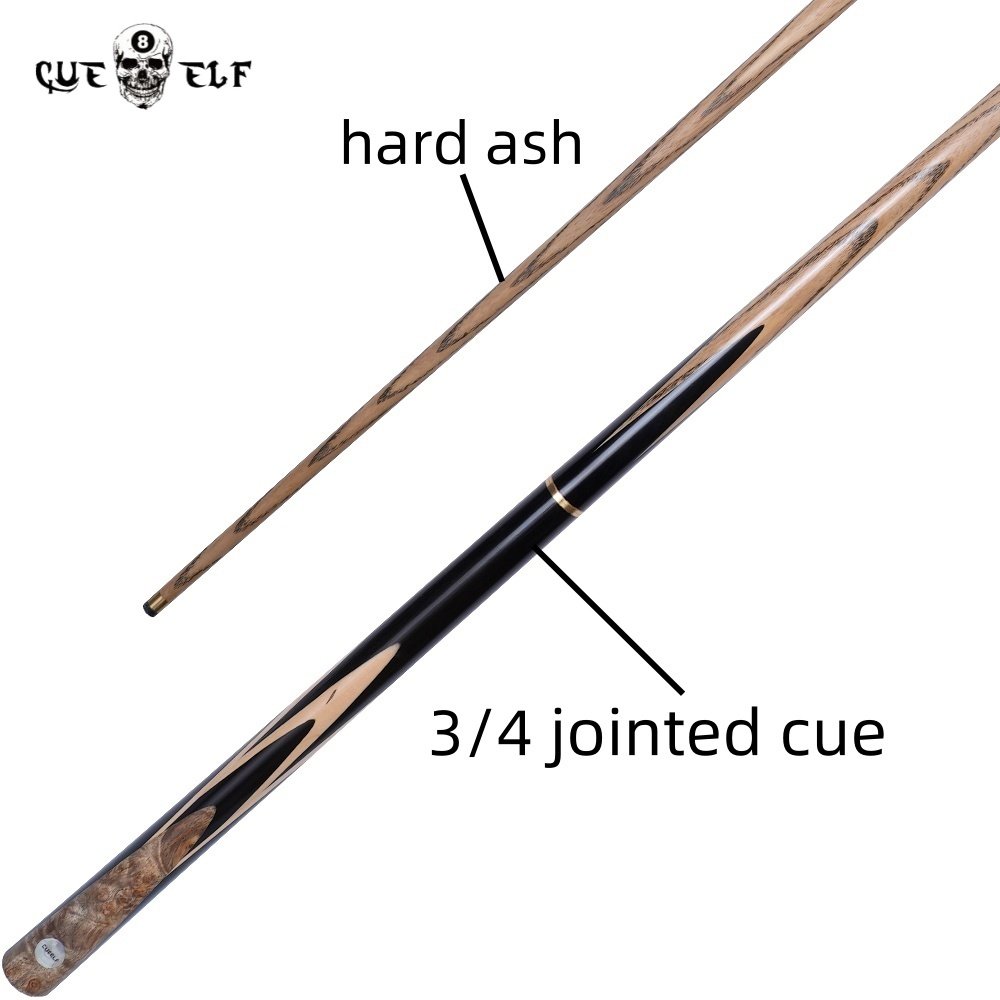 CUEELF Exquisite Snooker Billiard Cue Hard Ash 3/4 Jointed Cue Standards 8.5mm Tip Size Custom Handmade Sticker