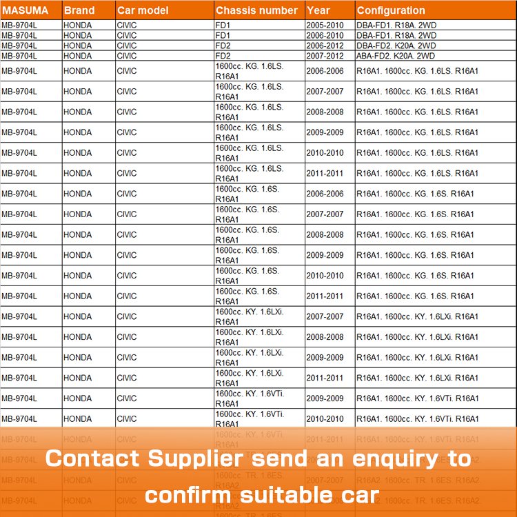 MB-9704L MASUMA Auto Suspension Systems Rear Ball Joint 51230-SNA-A02 1230SNAA02 51230-SNA-A02 for HONDA CIVIC HYBRID
