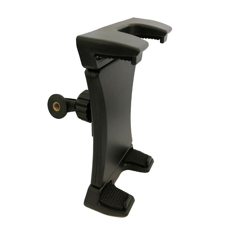 Large Double-Pull Mobile Phone & Tablet Holder Plastic Clamp with 1/4 Ball Adapter for Tripod & Monopod Rotating Feature