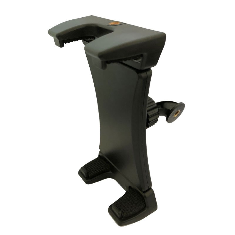 Large Double-Pull Mobile Phone & Tablet Holder Plastic Clamp with 1/4 Ball Adapter for Tripod & Monopod Rotating Feature