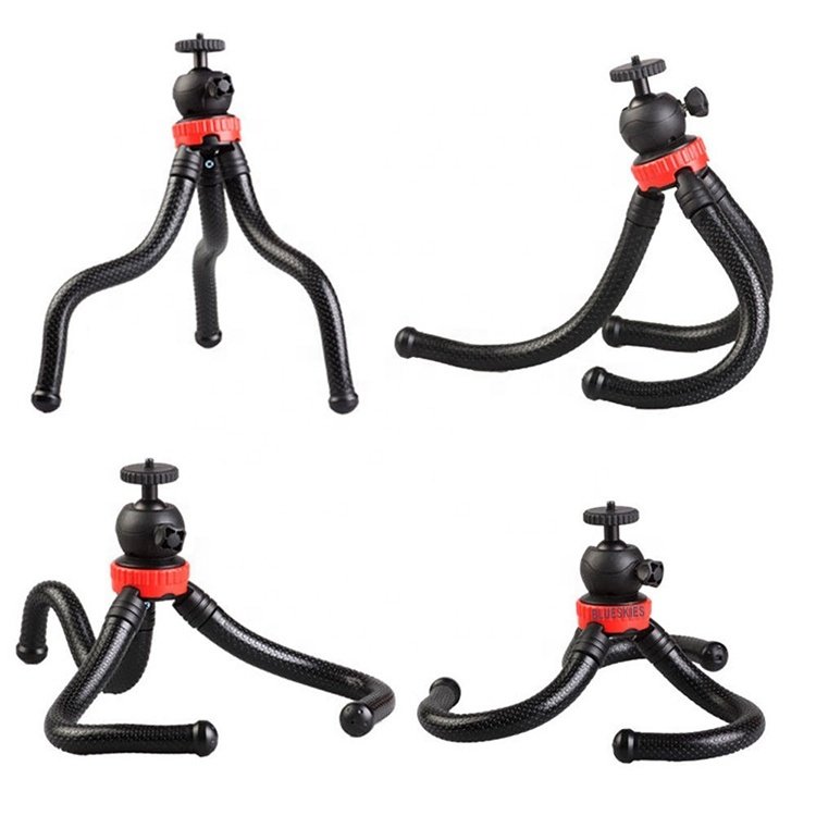 12inch 30cm Compact Tabletop Flexible Tripod Stand with Phone Clip for Camera Phone