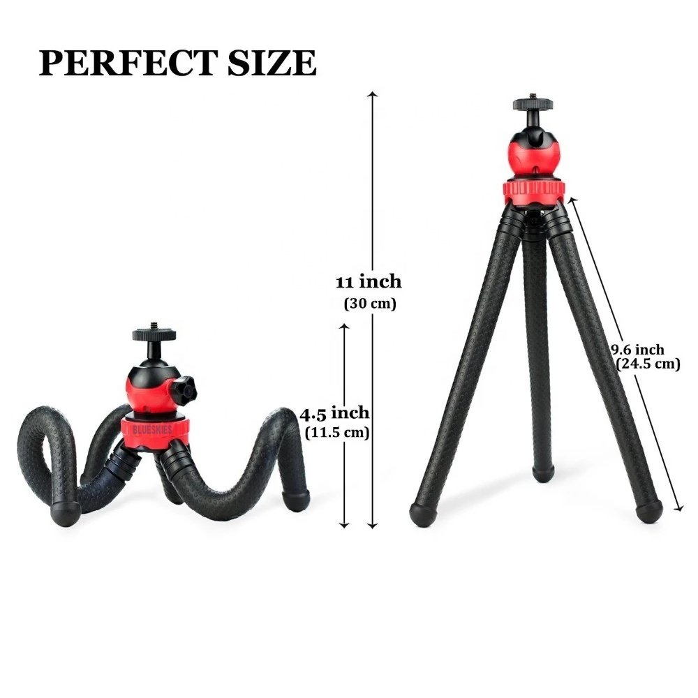 12inch 30cm Compact Tabletop Flexible Tripod Stand with Phone Clip for Camera Phone