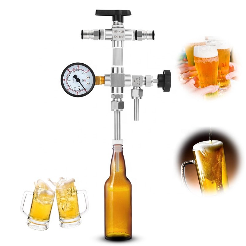 304 Stainless Steel Counter Pressure Beer Bottle Filler with Ball Lock Post Home Brew Prevent Leakage CO2 Beer Brewing Kit